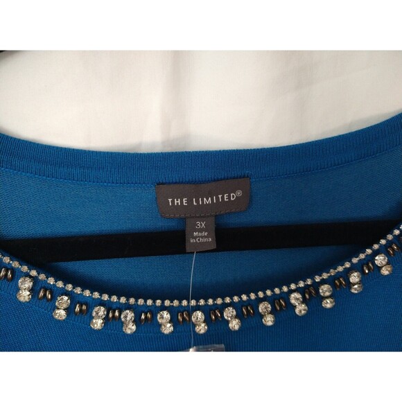 The Limited 3X Beaded Blue top NWT Flaw Snags *See Pics Dressy Cocktail Party - Picture 2 of 14
